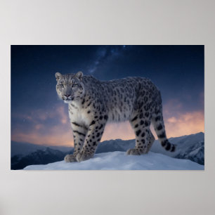 Affiche Snow Leopard Wild Majestic Animal A Starry Galaxy