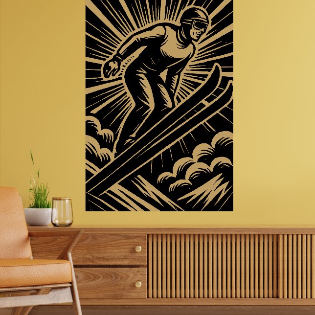 Affiche Snow Skier Retro Art Deco (Salon 2)