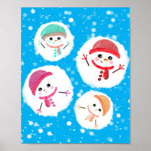 Affiche Snowball et Snowman Blue