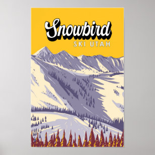 Affiche Snowbird Ski Area Winter Utah Vintage