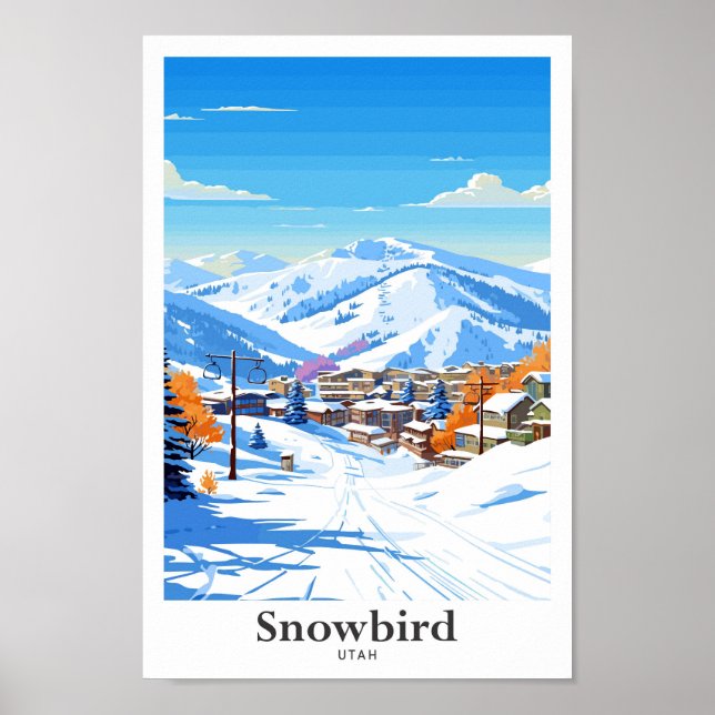 Affiche Snowbird Utah USA Illustration Vintage de voyage (Devant)