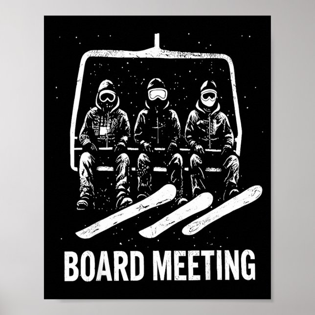 Affiche Snowboard Board Meeting Ski Lift Skier Winter Srts (Devant)