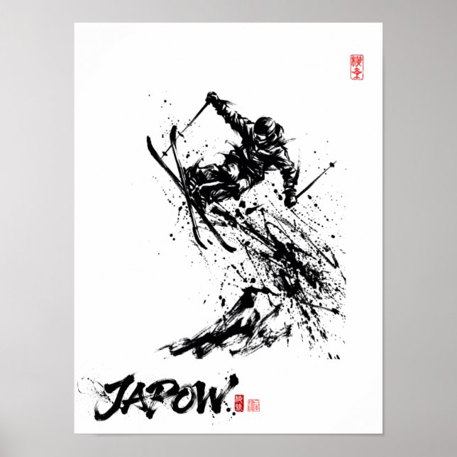 Affiche Snowboard Brush Art - Skier Jump (Devant)