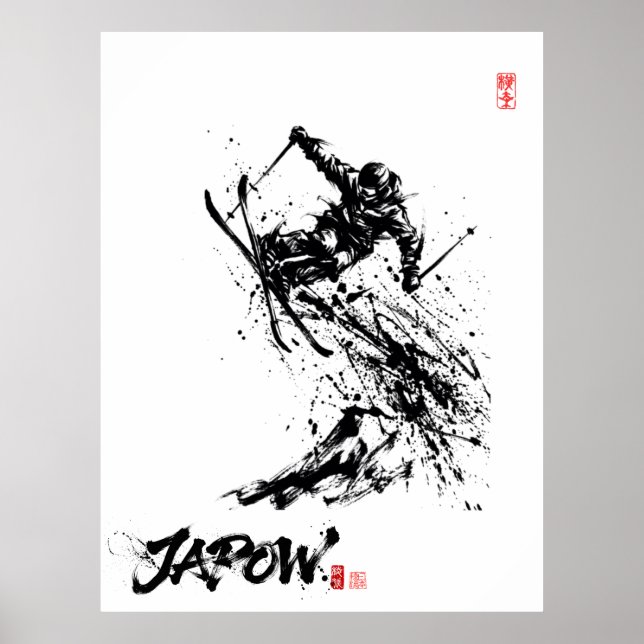 Affiche Snowboard Brush Art - Skier Jump (Devant)