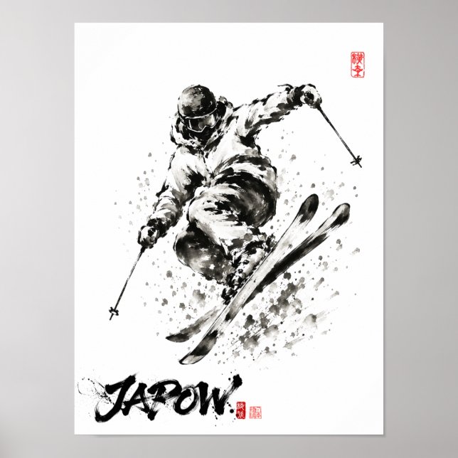 Affiche Snowboard Brush Art - Skier light (Devant)