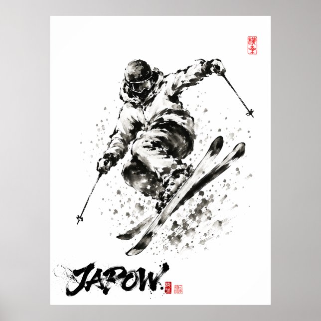 Affiche Snowboard Brush Art - Skier light (Devant)