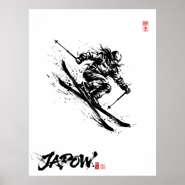 Affiche Snowboard Brush Art - Skier Women (Devant)