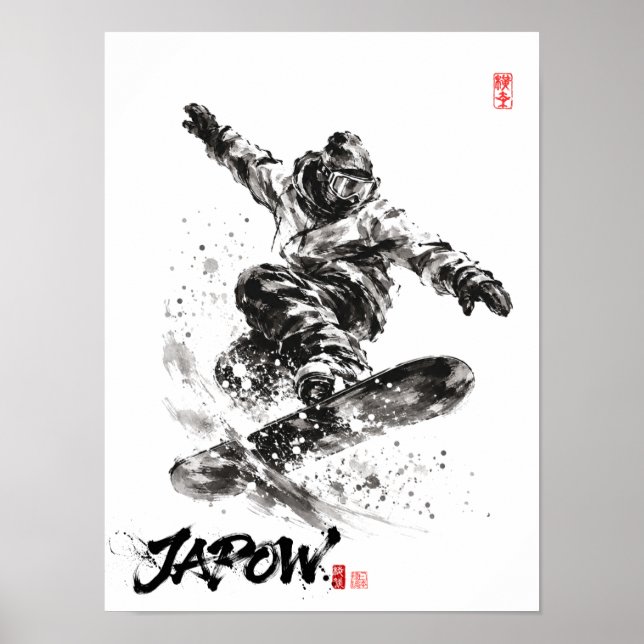 Affiche Snowboard Brush Art - Snowboarder light (Devant)