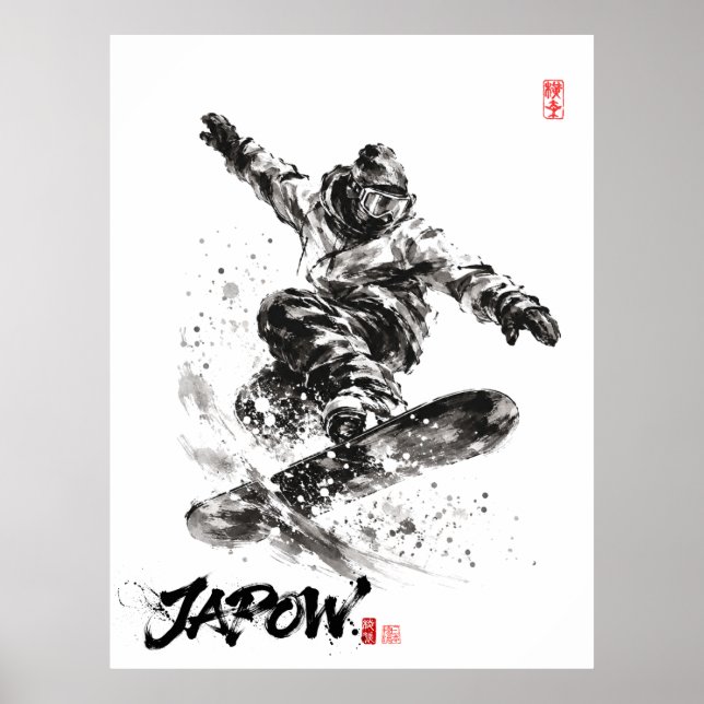 Affiche Snowboard Brush Art - Snowboarder light (Devant)