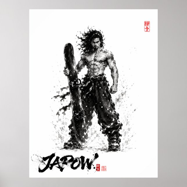 Affiche Snowboard Brush Art - Standing Samurai Musashi (Devant)