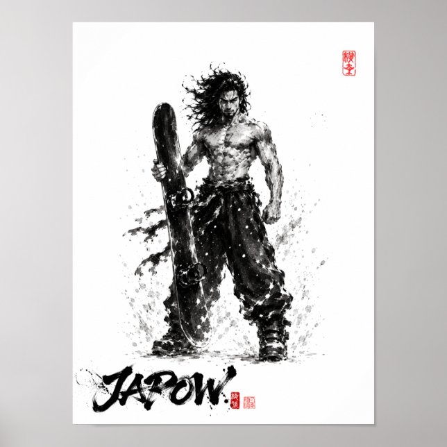 Affiche Snowboard Brush Art - Standing Samurai Musashi (Devant)