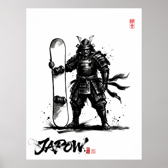 Affiche Snowboard Brush Art - Standing Samurai Snowboard (Devant)