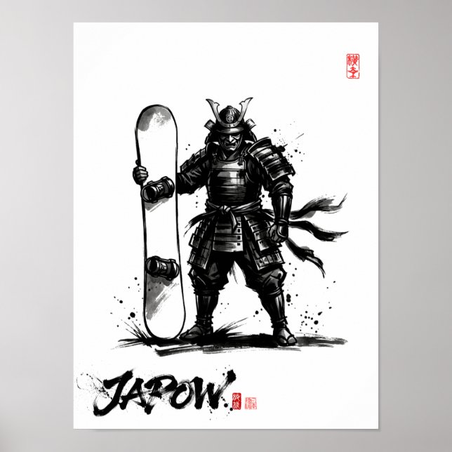 Affiche Snowboard Brush Art - Standing Samurai Snowboard (Devant)