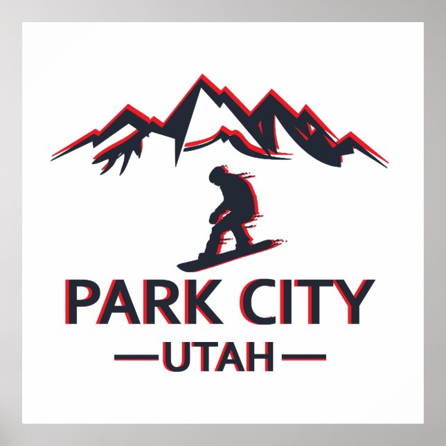 Affiche snowboard de Park City Utah (Devant)