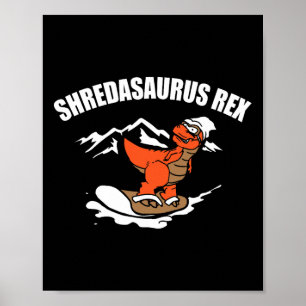 Affiche Snowboard Dinosaur Funny Snowboard Cadeau enfant