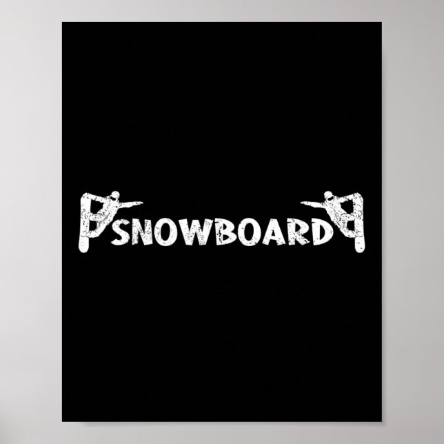 Affiche Snowboard Funky Distressed Look Snowboard Snowboar (Devant)