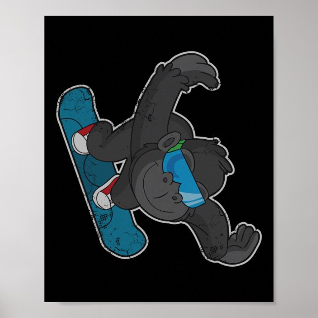 Affiche Snowboard Gorilla Snowboard Hommes Femmes Garçons (Devant)