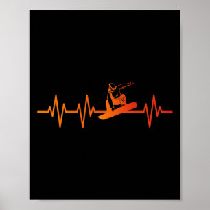 Affiche Snowboard Heartbeat 80s 90s Retro Winter Snowboard