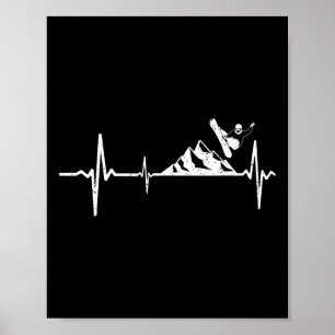 Affiche Snowboard Heartbeat Mountain Pulse Snowboard