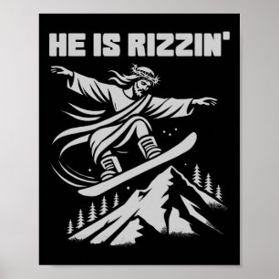 Affiche Snowboard Jesus Christ Snowboard Rizzin' Neige C