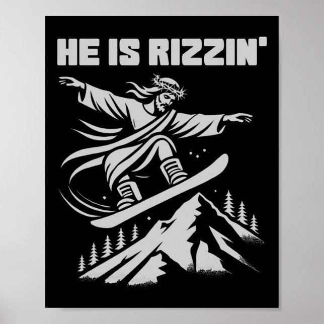 Affiche Snowboard Jesus Christ Snowboard Rizzin' Neige C (Devant)