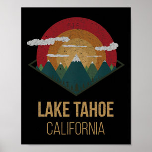 Affiche Snowboard Lake Tahoe California Winter Mountain Gi
