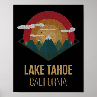 Affiche Snowboard Lake Tahoe California Winter Mountain Gi
