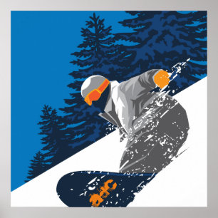 Affiche Snowboard, Montagne, sports extrêmes