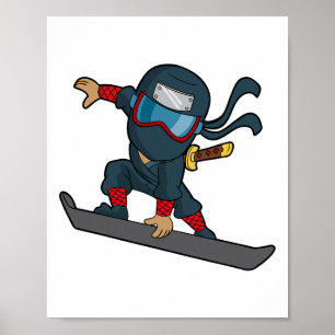 Affiche Snowboard Ninja Snowboardeur Snowboard Winter Sp