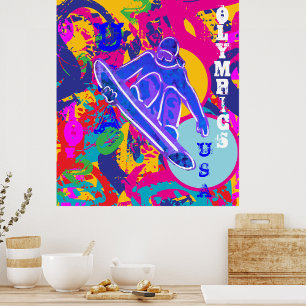 AFFICHE SNOWBOARD OLYMPIQUE