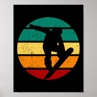 Affiche Snowboard Retro Sunset Sports d'hiver Alpine Ski