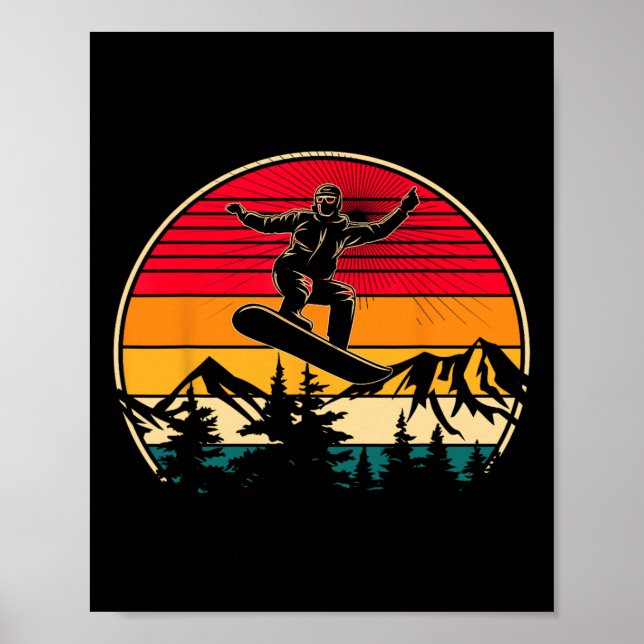 Affiche Snowboard Retro Sunset Style Snowboard Winter S (Devant)