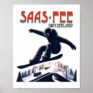Affiche Snowboard Saas-fee Suisse