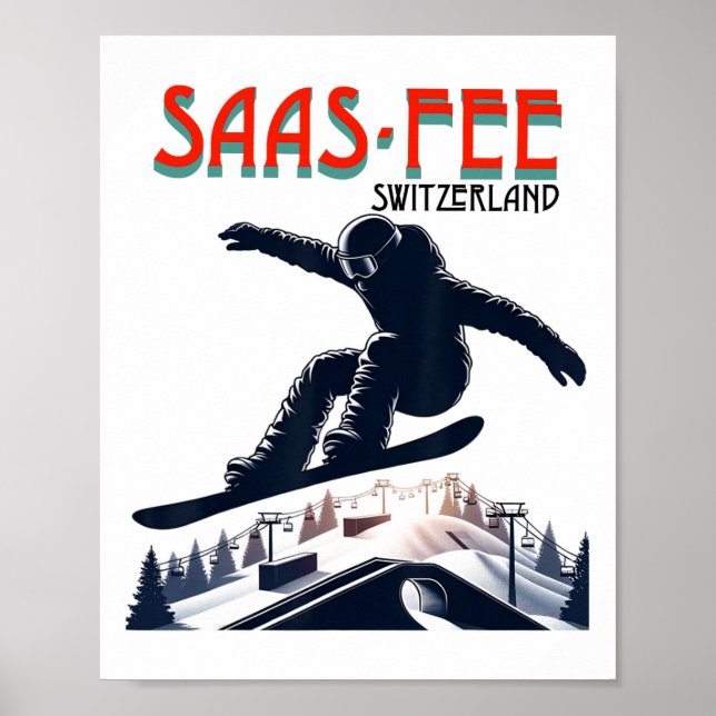 Affiche Snowboard Saas-fee Suisse (Devant)