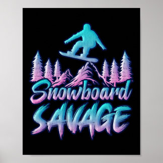 Affiche Snowboard Savage Funny Snowboarder Kids Snowboardi