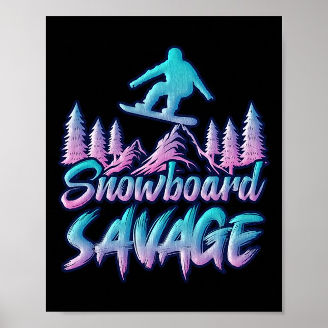 Affiche Snowboard Savage Funny Snowboarder Kids Snowboardi (Devant)