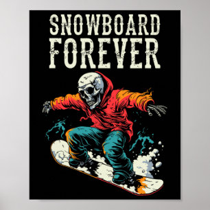 Affiche Snowboard Skeleton - Snowboard Sports d'hiver