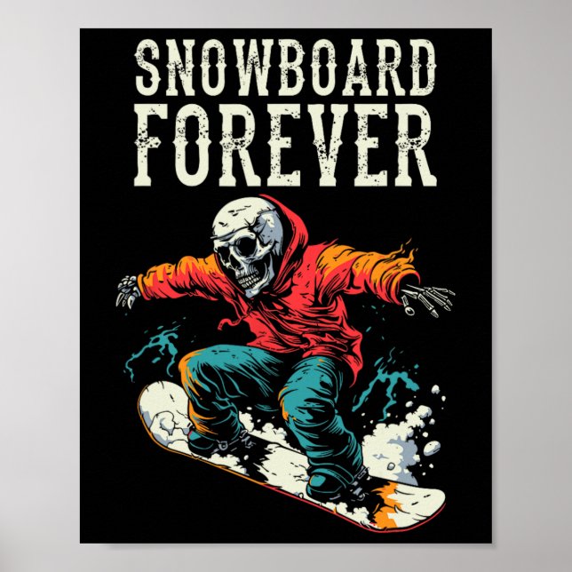 Affiche Snowboard Skeleton - Snowboard Sports d'hiver (Devant)