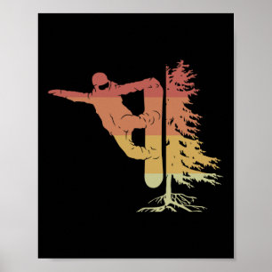 Affiche Snowboard Snowboard Avec Arbre Hors Piste