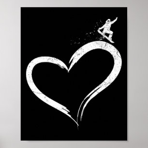 Affiche Snowboard Snowboard Coeur Vintage