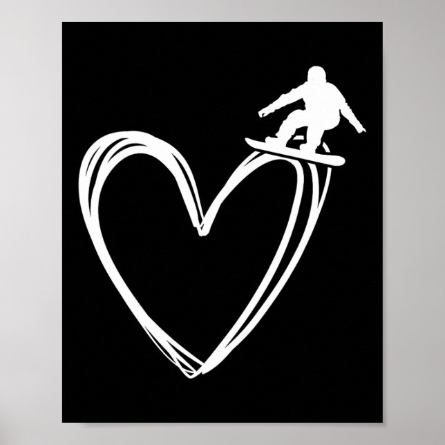 Affiche Snowboard Snowboard Coeur Vintage 1 (Devant)