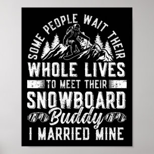 Affiche Snowboard Snowboard Mariage épouse épouse mariée m