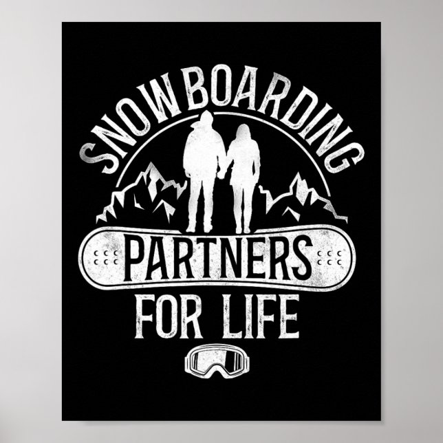Affiche Snowboard Snowboard Mariage Vintage (Devant)