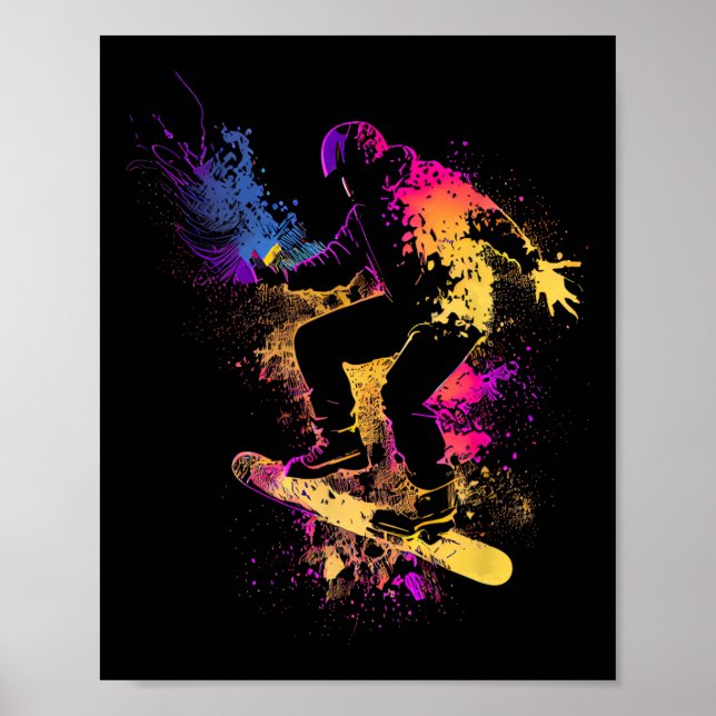 Affiche Snowboard Snowboard Silhouette Cadeau (Devant)