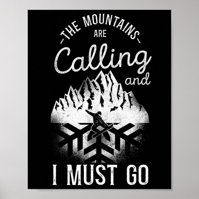 Affiche Snowboard Snowboard Ski Ski Mountain Snowfla (Devant)