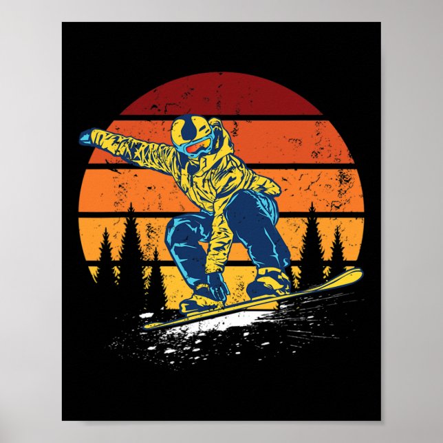 Affiche Snowboard Snowboard Snowboard Hiver Vintage (Devant)