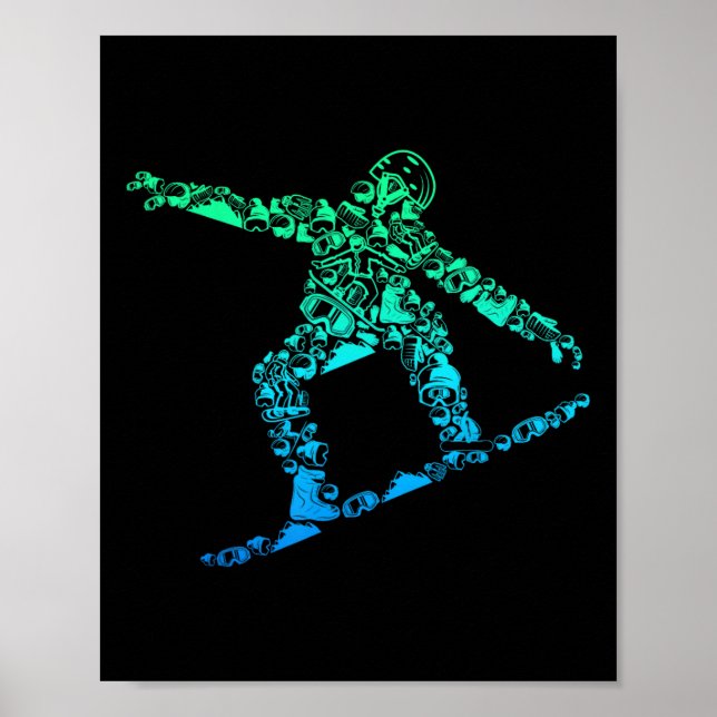 Affiche Snowboard Snowboard Snowboard Hommes Garçons Enfan (Devant)