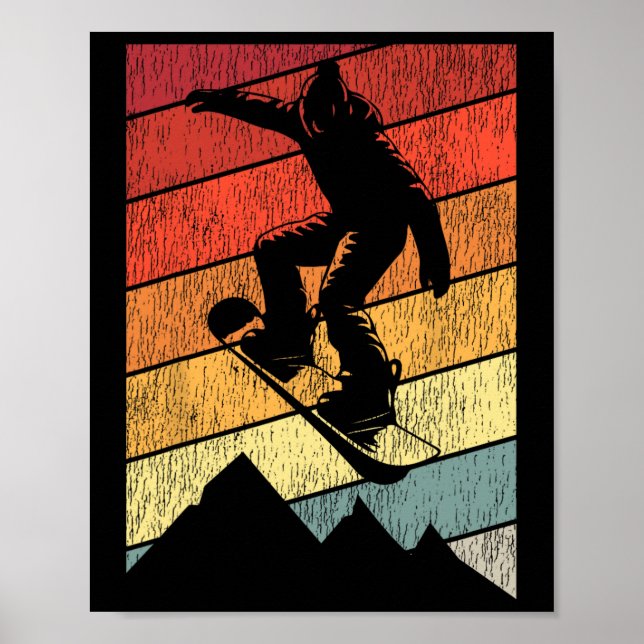 Affiche Snowboard Snowboard Vintage Retro Mountain 1 (Devant)