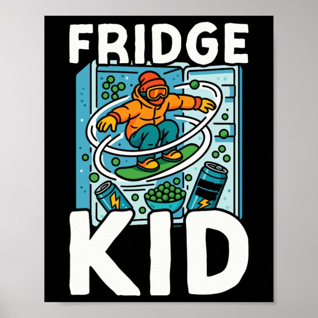 Affiche Snowboard Snowboard Vintage Rétro Réfrigérateur En (Devant)