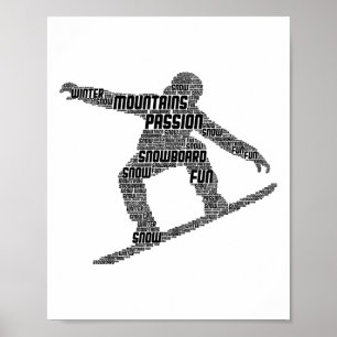 Affiche Snowboard Snowboardeur Snowboard Garçons Hommes En